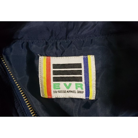 Vintage Div Rousso Silk Bomber Jacket Jogger Windbreaker Dark Blue Studded MED. - Picture 9 of 11